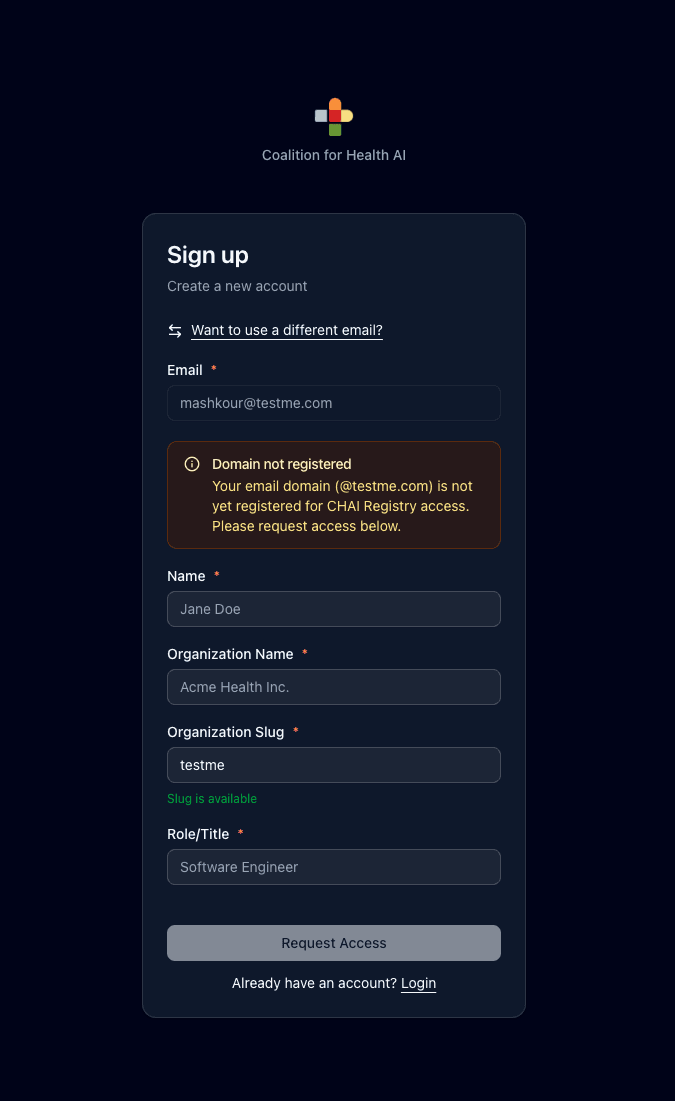 Request access form
